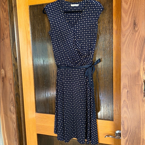 Navy Polka Dot Wrap Dress - Picture 1 of 4